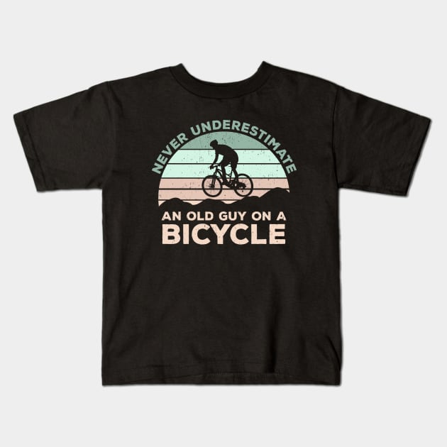 Never Underestimate An old Guy On A Bicycle - Christmas Gift Idea Kids T-Shirt by Zen Cosmos Official